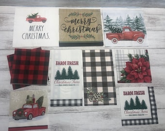 Rustic Christmas Super Bundle | Assortment of (10) Christmas/Winter Themed Napkins for Decoupage, Junk Journals and Crafts (123)