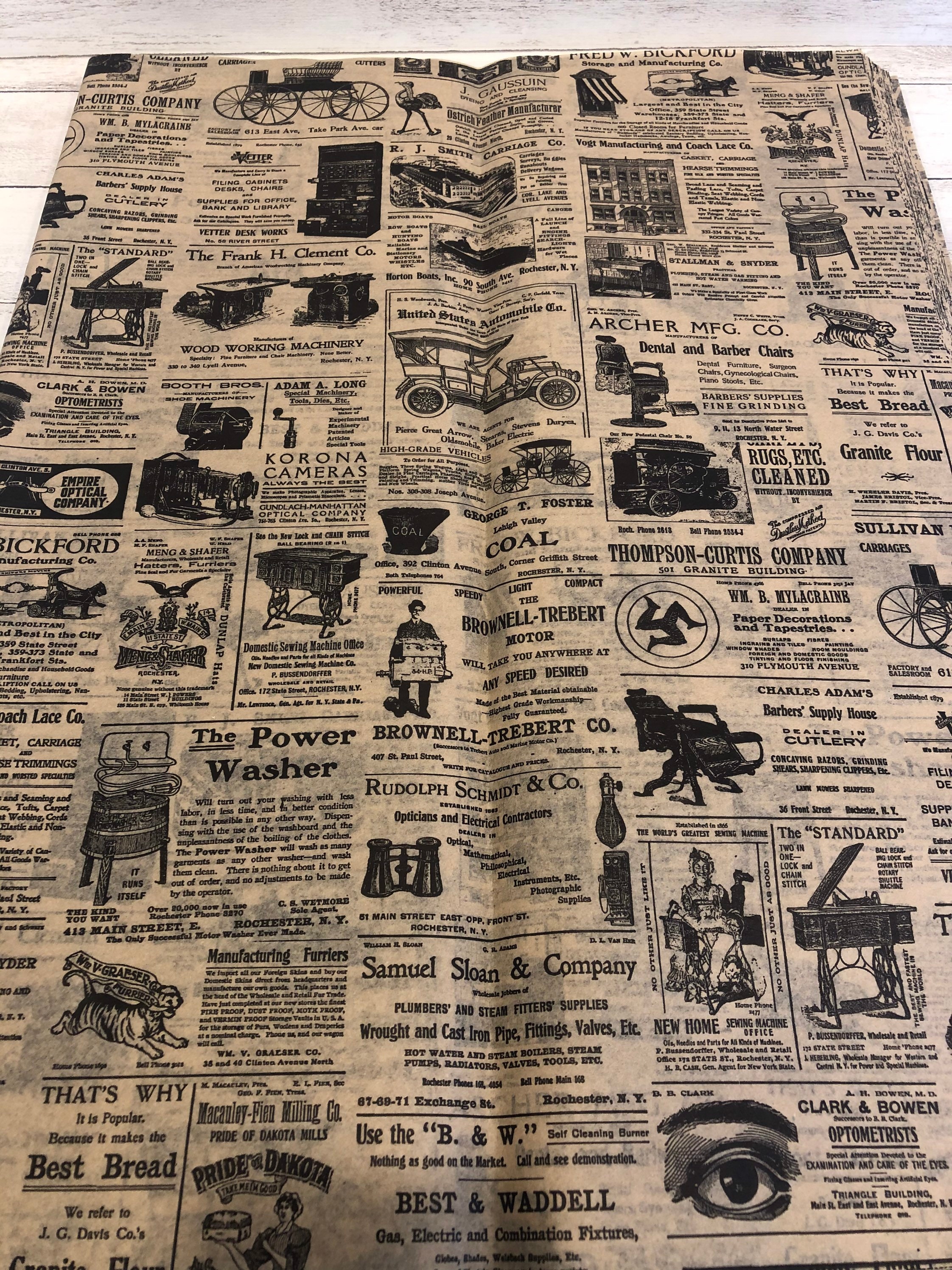 Two 2 Sheets Vintage Newsprint Tissue Paper for Decoupage Etsy