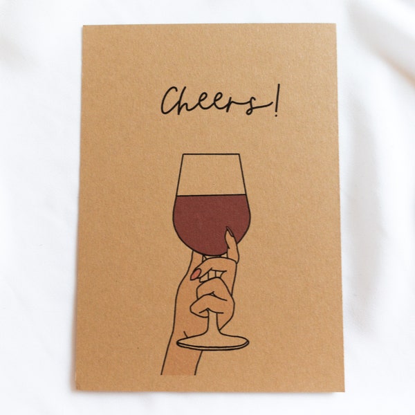 Postkarte Geburtstag Weinglas nachhaltig, Glückwunschkarte, Geburtstagskarte 40 aus Kraftpapier für beide
