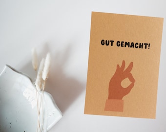 Nachhaltige Postkarte gut gemacht aus Kraftpapier Geschenk zum Abschluss, Bachelor, Master, Studium