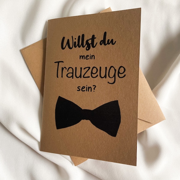 Nachhaltige Grußkarte aus Kraftpapier Antrag Willst du mein Trauzeuge sein, Geschenk, Hochzeit, Junggesellenabschied, Klappkarte