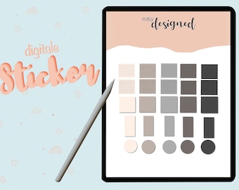 Digitale Sticker, Digitale Aufkleber, GoodNotes Template, Digitale Haftnotizen zugeschnitten für digitale Notizbücher oder Bullet Journal