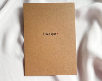Postkarte nachhaltig I love you aus Kraftpapier | Muttertagsgeschenk Mama | Geschenk zum Jahrestag für ihn | Geburtstagskarte Freundin