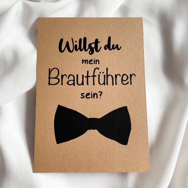 Nachhaltige Postkarte aus Kraftpapier willst du mein Brautführer sein, Hochzeit, Geschenkkarte