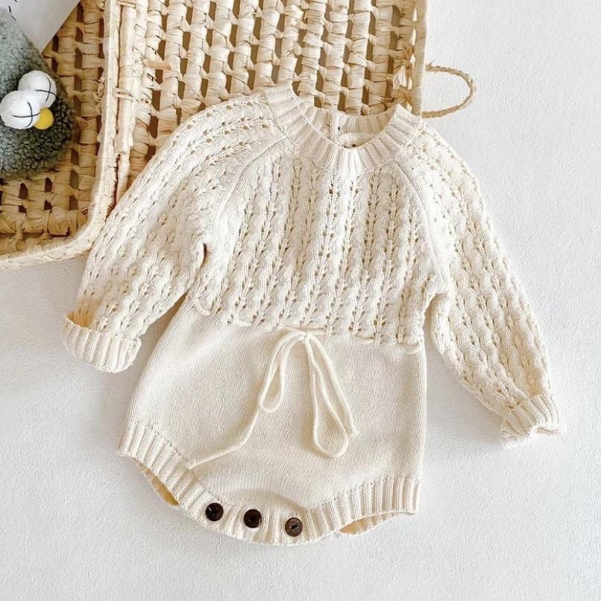 White Knitted Romper Baby Clothes Baby Girl Romper Knit Etsy