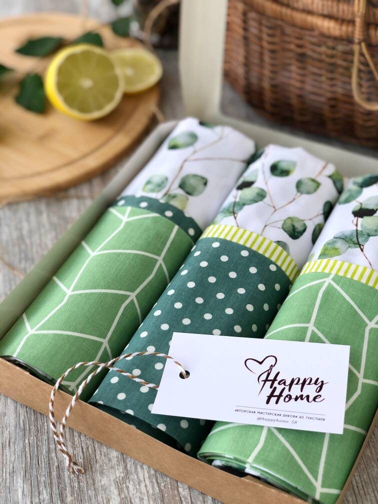 Kitchen towels SET 'Australian Eucalyptus' MIX 3 Etsy