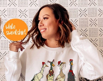Christmas Ducks Sweatshirt, Duck Christmas Shirt For Women, Funny Animals Christmas Sweatshirt, Farm Lover Gift,Christmas Light Shirt,CH51