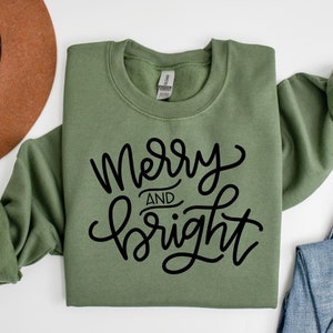 Merry and Bright Sweatshirt,Christmas Sweatshirt,Family Christmas Sweatshirt,Christmas Sweatshirts for Women, Merry Christmas SweatshirtCH31