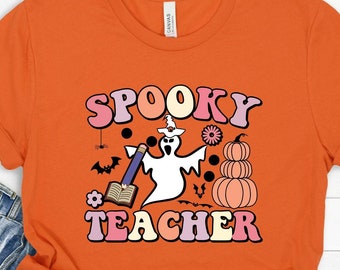 Spooky teacher, halloween t-shirt, women hallween, halloween funny tee, cute halloween, halloween teacher, teacher shirts,H8