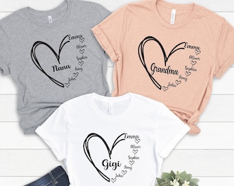 Custom Grandma Shirt, Grandma Heart Shirt, Nana Shirt With Grandkids Name, Gift For Grandma, Mother's Day Shirt,PR250