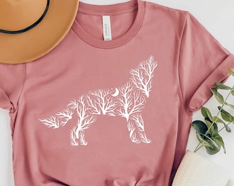 Wolf Shirt, Howling Wolf, Floral Wolf, Wolf Lover Gift, Animal Lover Shirt, Dog Lover Shirt, Wolf Girl, Wolves Gifts, Wildlife Animals Tee