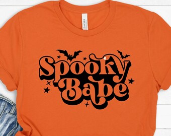 Cute Halloween Shirt, Spooky Babe Shirt, Trick or Treat Witch hat Shark Shirt, Cute pumpkin Spider, gift for her,PR160