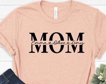 Custom Mom Shirt With Kids Names, Personalized Mom Shirt, Mother's Day Shirt, Custom Kid's Names Mom Shirt, Gift For Mom,PR321