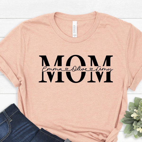 Custom Mom Shirt With Kids Names, Personalized Mom Shirt, Mother's Day Shirt, Custom Kid's Names Mom Shirt, Gift For Mom,PR321