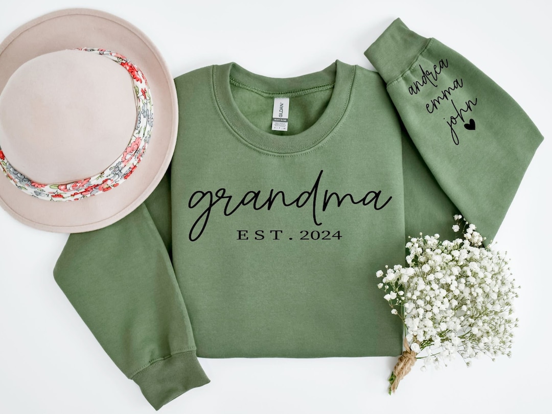 Personalized Grandma Sweatshirt With Grandkids Names on Sleeve, Custom ...