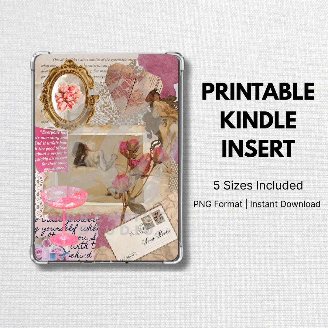 Inset Collage Printable Kindle Insert, Vintage Collage Style, 5 Sizes, PNG Format ...