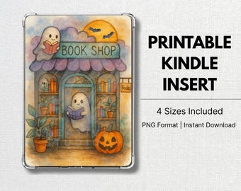 Ghost Bookshop Kindle Insert: Spooky Watercolor Art (Digital Download