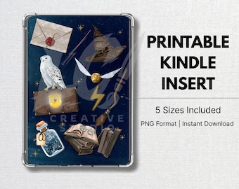 Insertion Kindle sur le thème de l'école Magical Wizard | Téléchargement numérique imprimable | Décoration de liseuse inspirée de la fantaisie