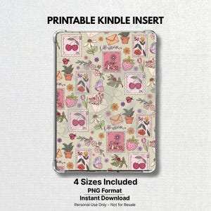 Spring Stamps Doodle Kindle Insert • Floral Bookish Decor (Digital Download)