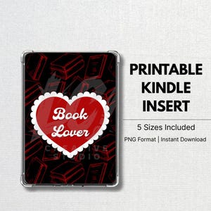 Book Lover Kindle Insert | Digital Download | Heart Aesthetic Kindle Screensaver | Printable kindle inserts | E-Reader Decor