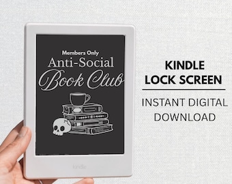 Endast för medlemmar Antisocial bokklubb Kindle-låsskärm | Digital nedladdning | Bakgrundsbild på e-läsare för Kindle
