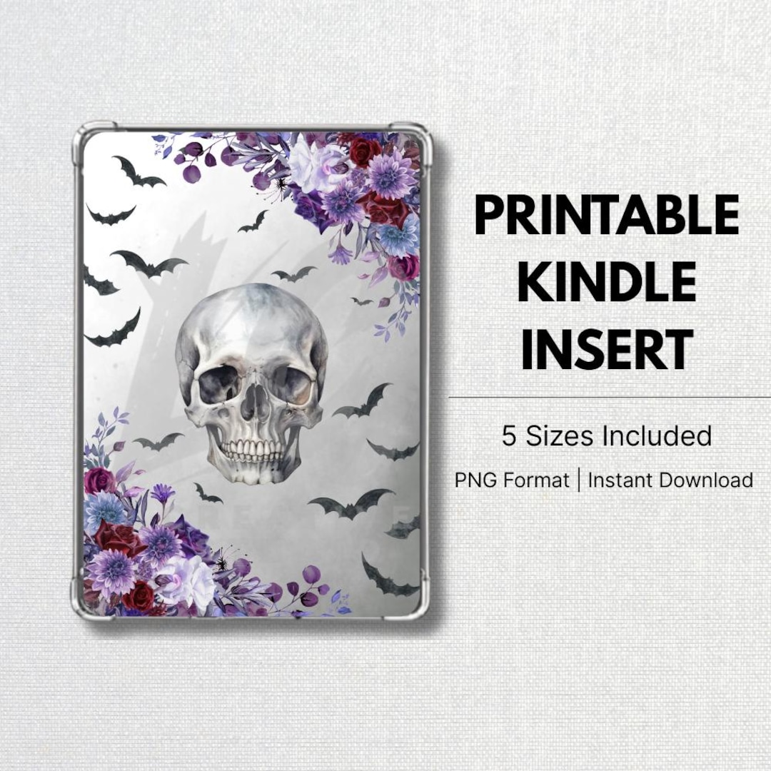 Printable Kindle Insert | Gothic Floral Kindle Decor | Gray and Moody ...