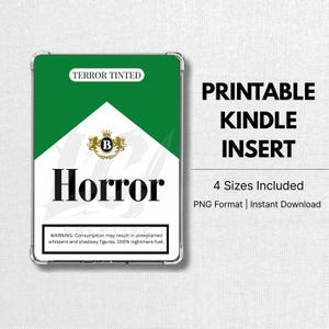 Horror Book Kindle Insert – Printable Spooky Cigarette Box Design for kindle  | Dark Aesthetic Book Lover | Book lover |Horror Lover