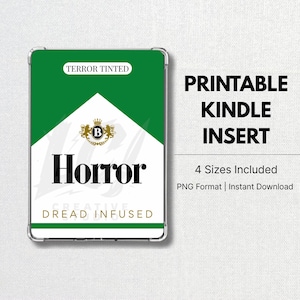 Horror Book Kindle Insert – Printable Spooky Cigarette Box Design for kindle  | Dark Aesthetic Book Lover | Book lover |Horror Lover