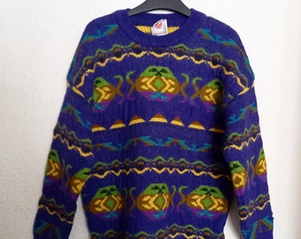 Vintage Colourful Patterned Wool Jumper Women's XS