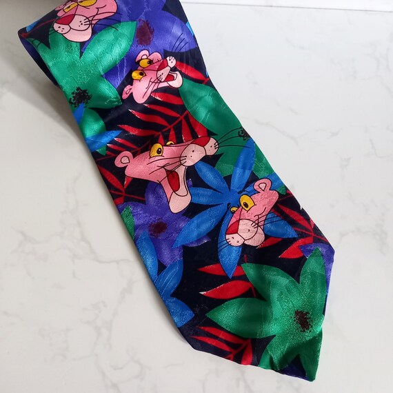 Vintage 1993 Tie Rack Pink Panther Cartoon Novelt… - image 1