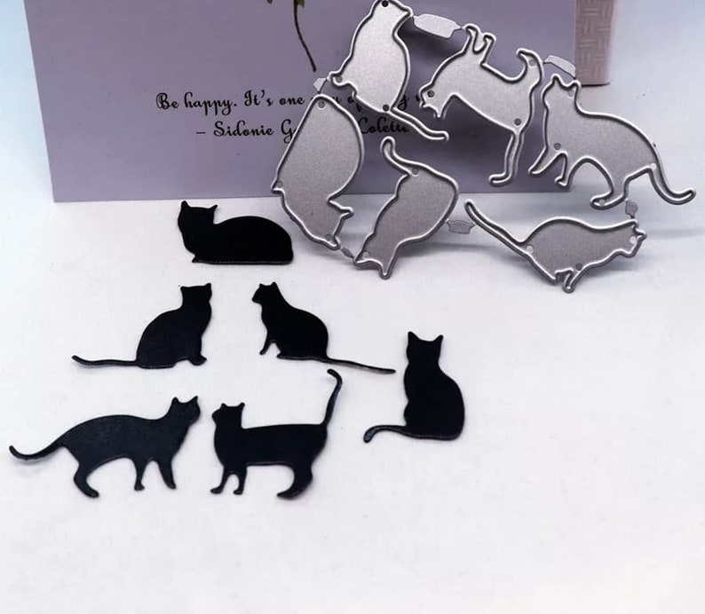 Set Of 6 Cats Metal Cutting Die Cute Cat Dies Cat Silhoutte Etsy