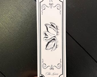 Bookmark • Gothic Swan Card, Dark Academia Gift, The Lovers Tarot
