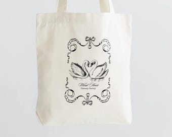 Swan Book Tote Bag | Organic Cotton Canvas, Book Club