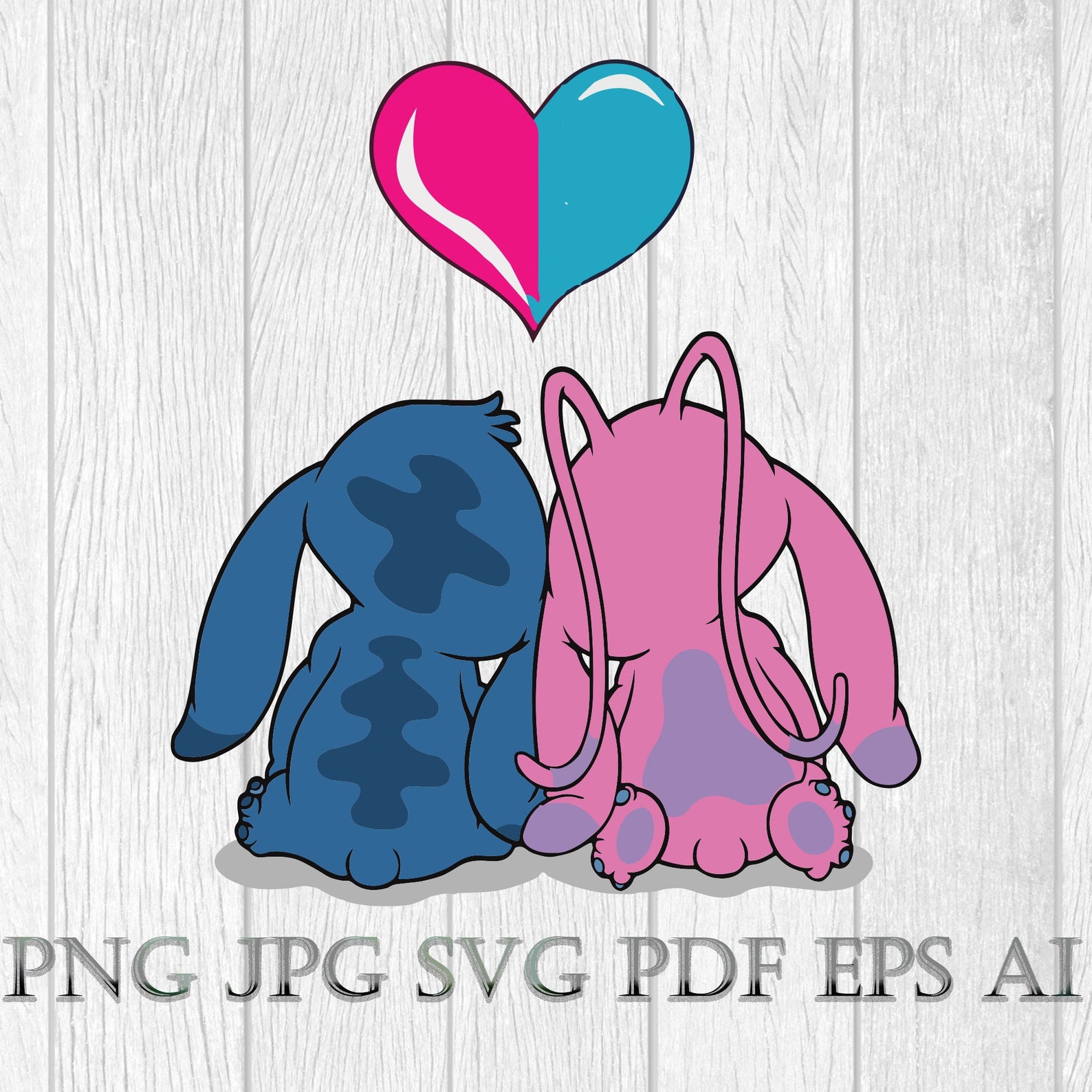 Stitch Angel svg valentines day svg baby yoda Stitch love | Etsy