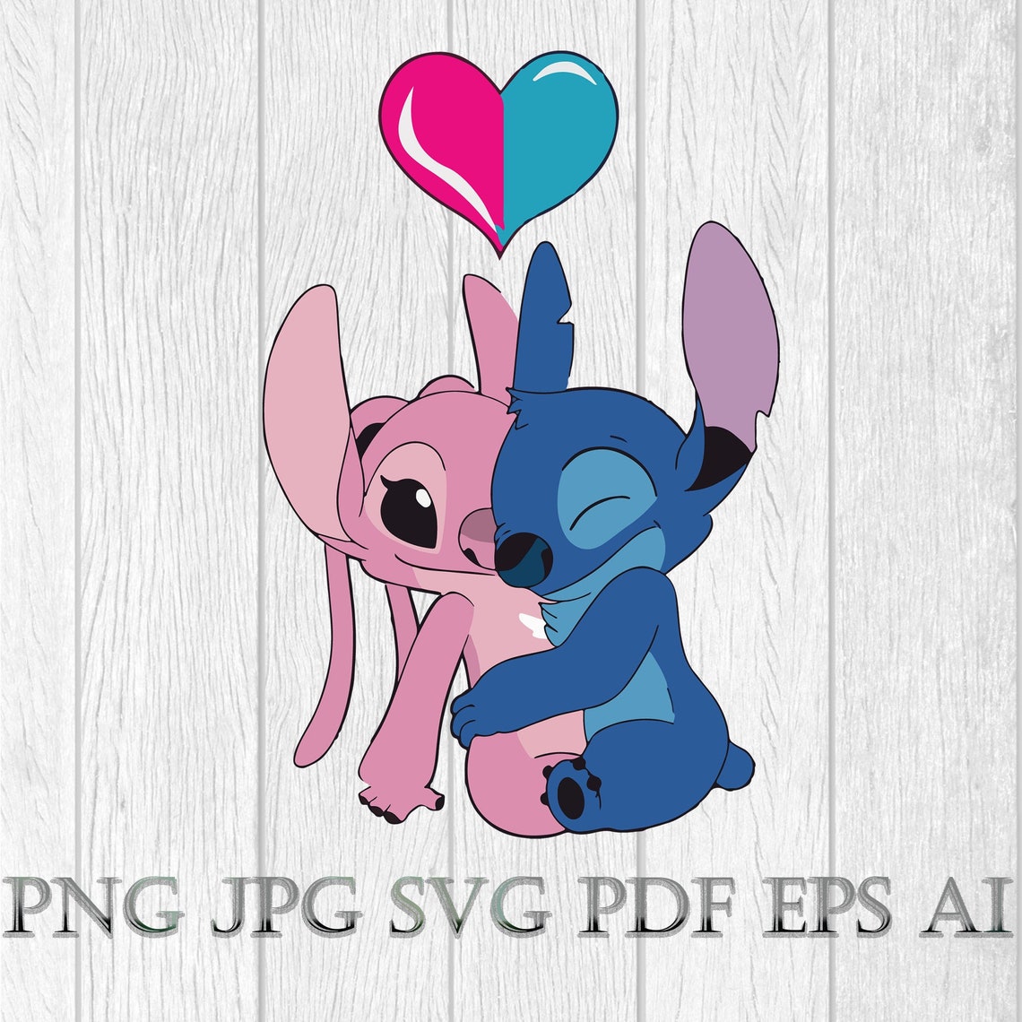 Stitch And Angel svg PNG baby yoda valentines day PNG Stitch | Etsy