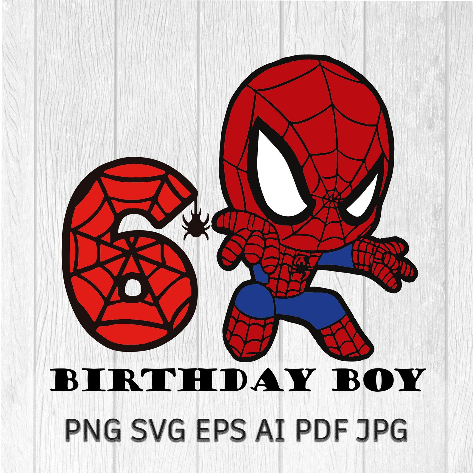 Spiderman 6th Birthday SVG Spiderman Geburtstag Junge PNG Etsy