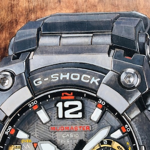 G Shock MUDMASTER GWGB1000EC - 18x24 Original Tactical Watch Painting on Wood Board bild 8