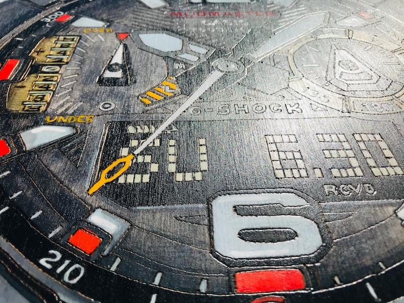 G Shock MUDMASTER GWGB1000EC - 18x24 Original Tactical Watch Painting on Wood Board bild 12