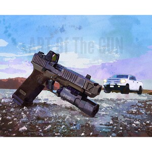 West Texas Landscape - Glock & Truck Art Print