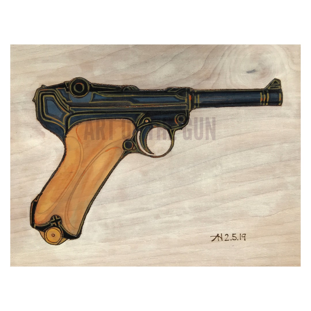 Art of the Gun Raymond J. Wielgus Luger Pistol Original Painting Gun