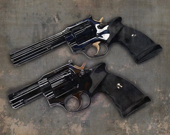 MR73 Revolver Art Print: Firearms Illustration