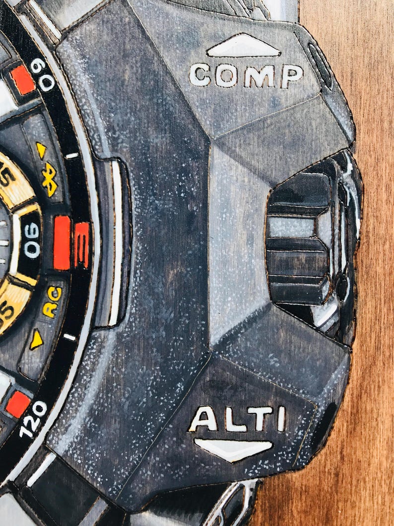 G Shock MUDMASTER GWGB1000EC - 18x24 Original Tactical Watch Painting on Wood Board bild 13