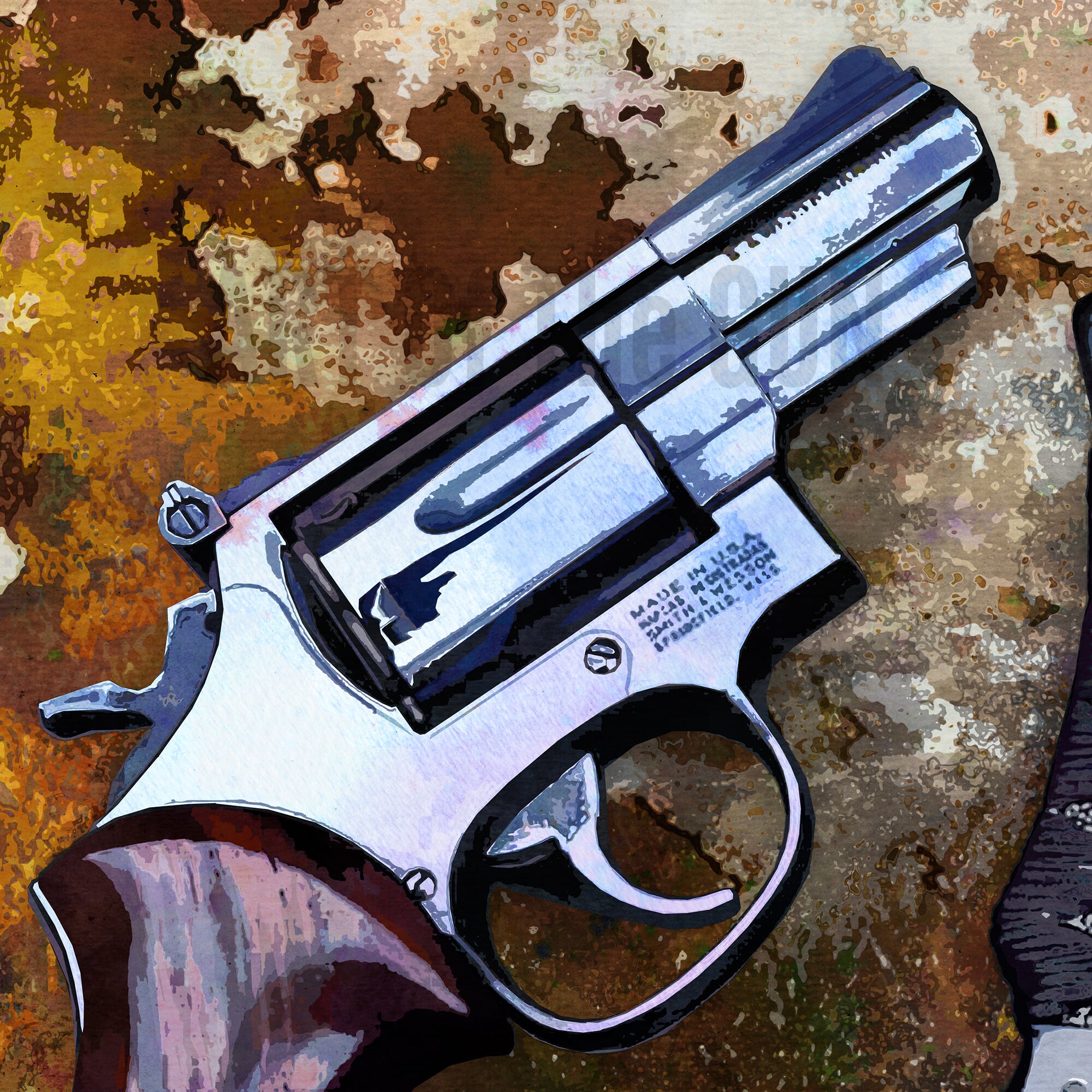 Darryl Bolke Revolver Knife Art Print / Smith y Wesson .357 Etsy