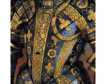 Historical Armor Art Print - Third Earl of Cumberland Armor in Steel & Gold