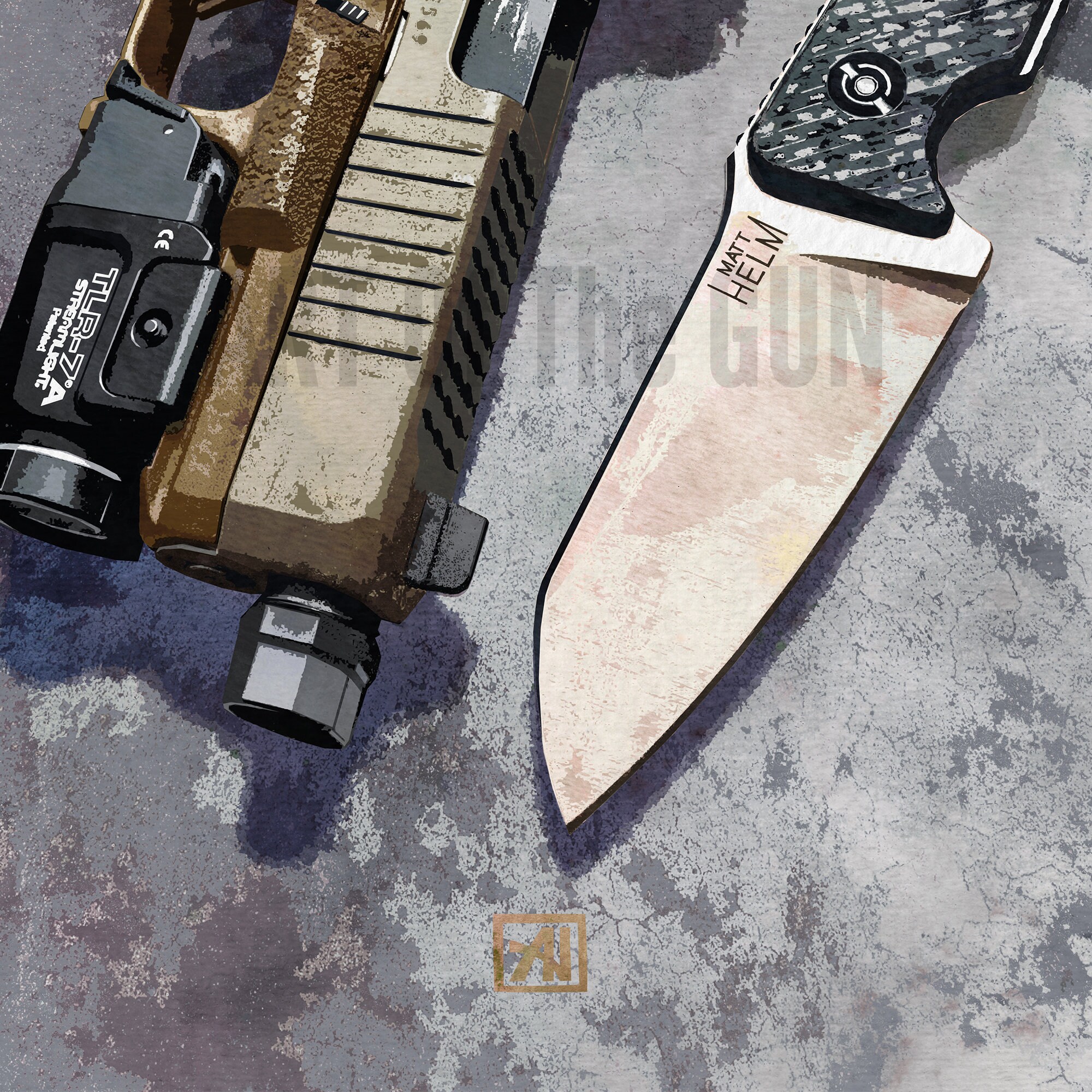 Art of the Gun Glock 19X & Matt Helm Work Knife Art Print Firearms