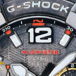 G Shock MUDMASTER GWGB1000EC - 18x24 Original Tactical Watch Painting on Wood Board bild 4