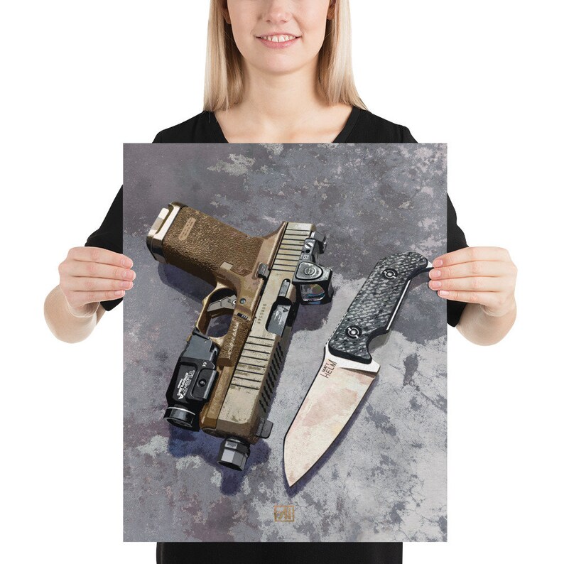 Art of the Gun Glock 19X & Matt Helm Work Knife Art Print Firearms