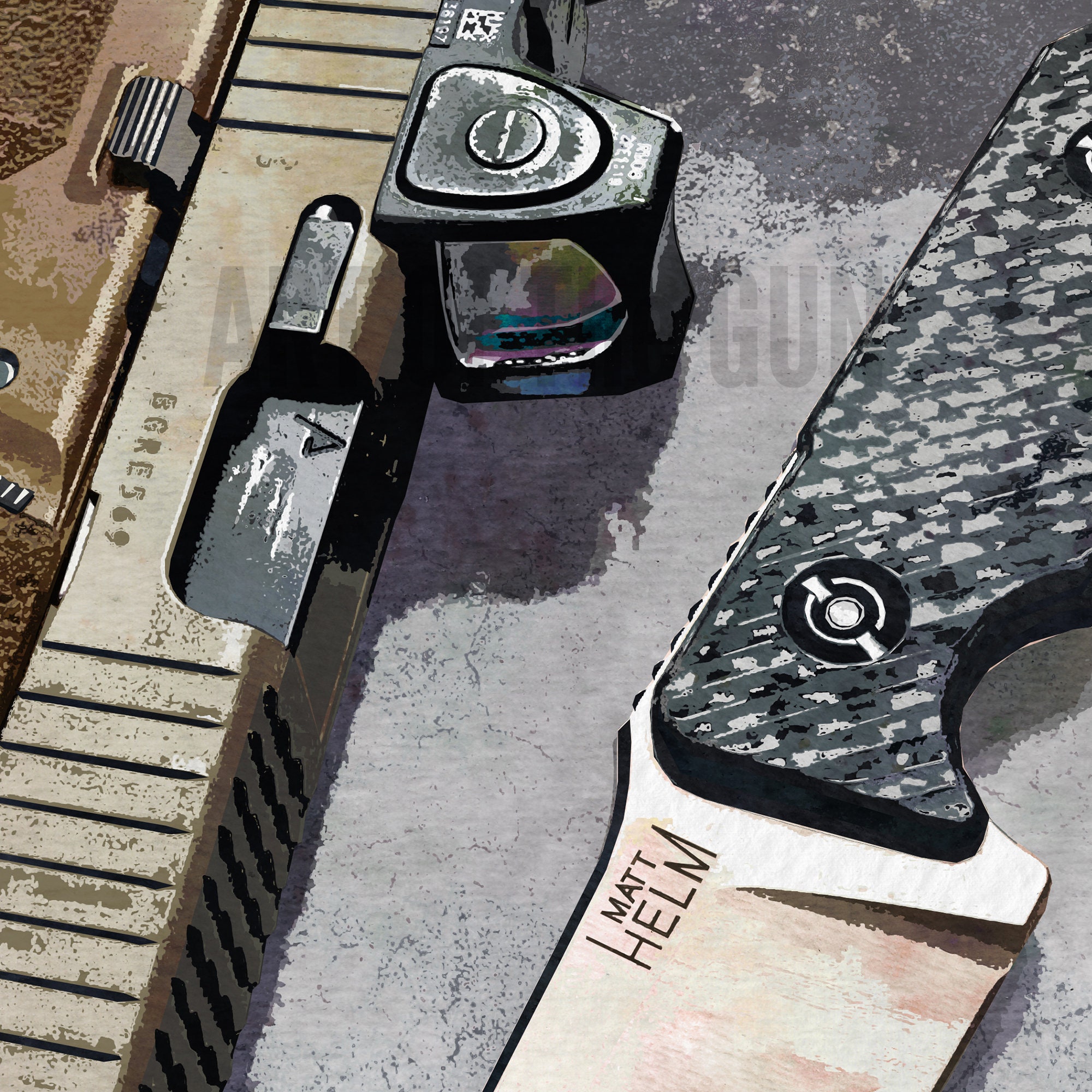 Art of the Gun Glock 19X & Matt Helm Work Knife Art Print Firearms
