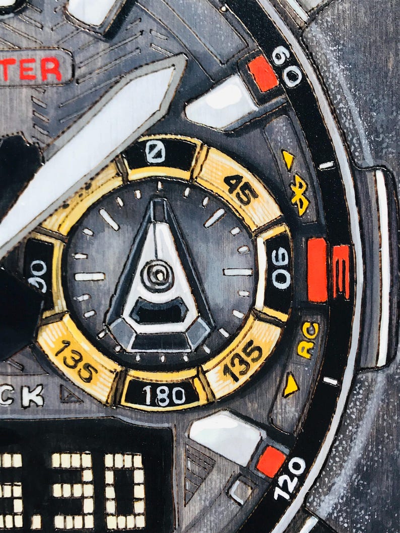 G Shock MUDMASTER GWGB1000EC - 18x24 Original Tactical Watch Painting on Wood Board bild 3