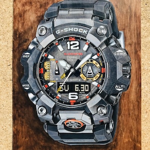 G Shock MUDMASTER GWGB1000EC - 18x24 Original Tactical Watch Painting on Wood Board bild 2
